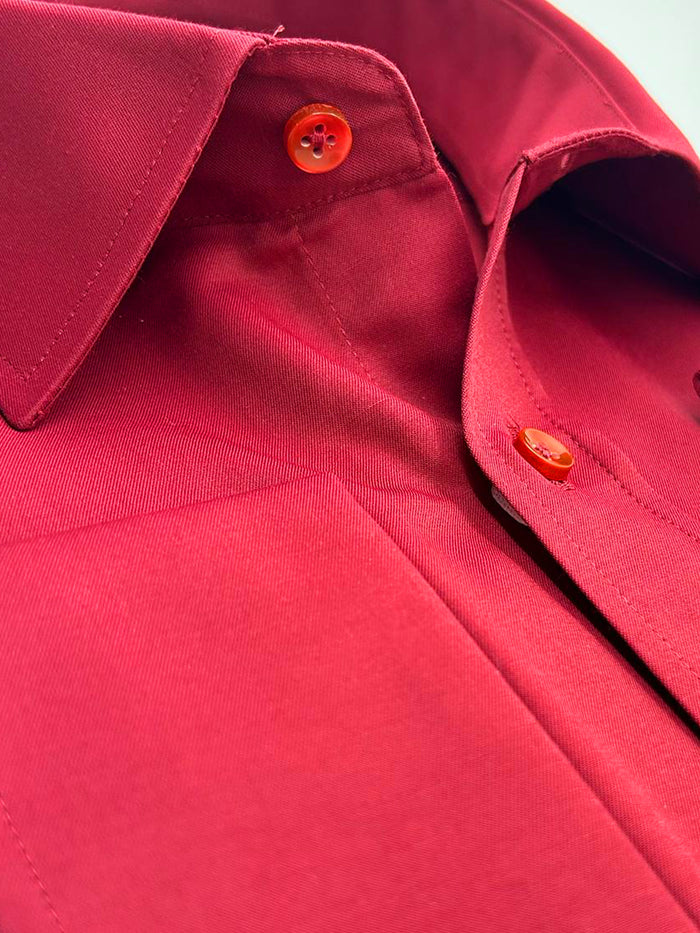 Red Plain Double Cuff Shirt-Makrom