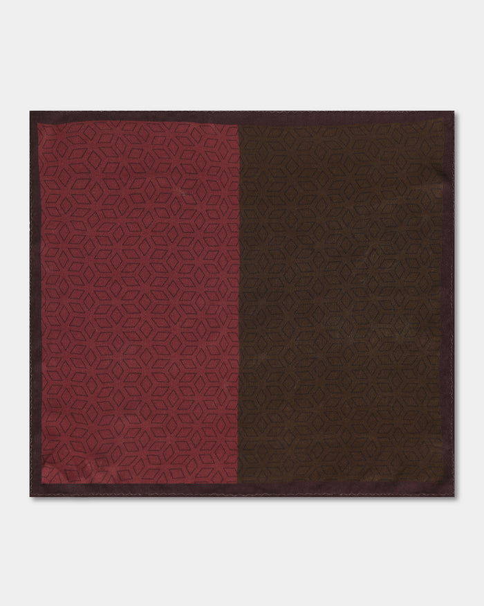 Red Printed 100% Silk Pocket Square - Wei