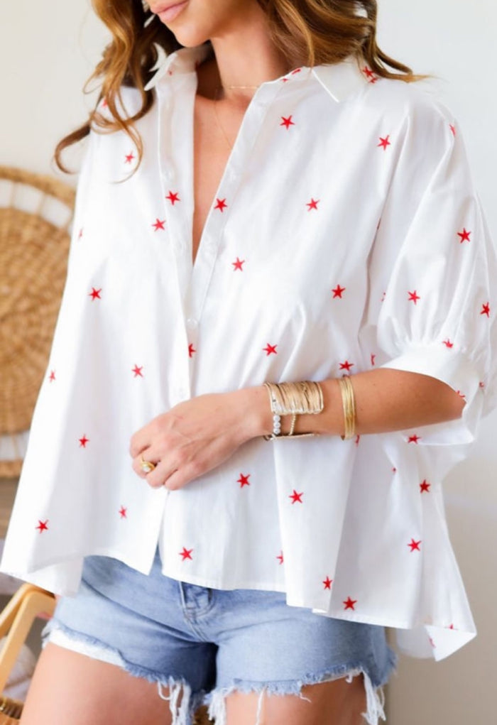 Red Stars Blouse