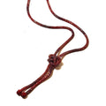 Red tie-dye adjustable cord necklace with a sparkling pave stone knot centerpiece.