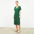 Front image of a woman wearing the renee dress in vine | Lead
