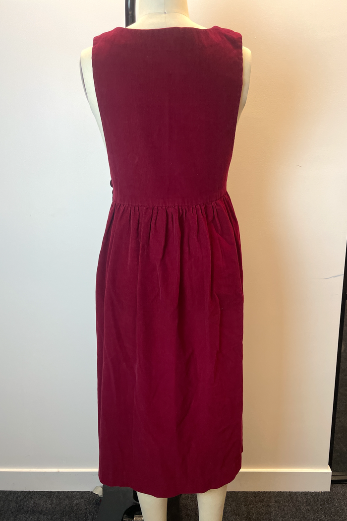Retro Red Crimson Corduroy Midi Dress image 1