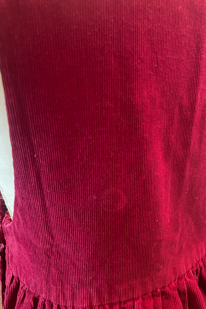 Retro Red Crimson Corduroy Midi Dress image 2