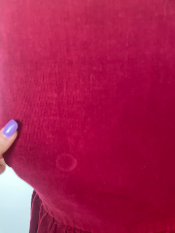 Retro Red Crimson Corduroy Midi Dress image 3