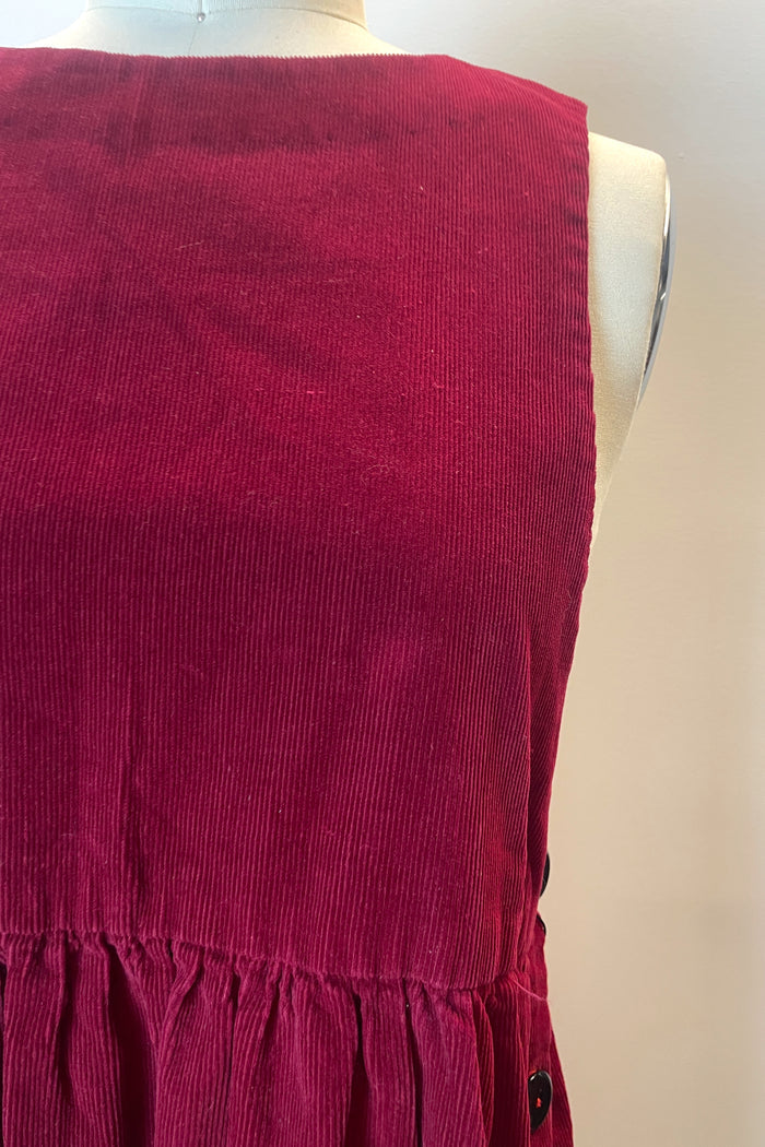 Retro Red Crimson Corduroy Midi Dress image 4
