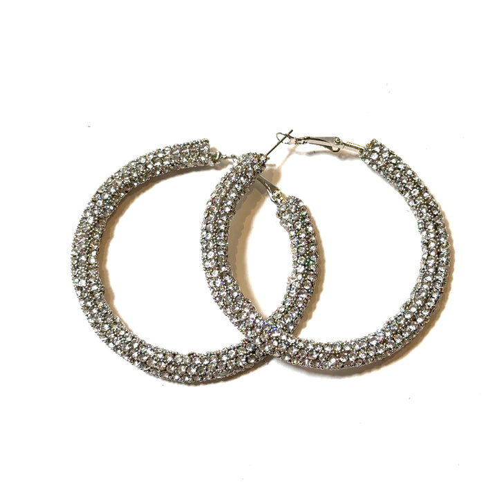 Style the Rhinestone 2 Inch Studded Hoops exclusively at Born To Glam