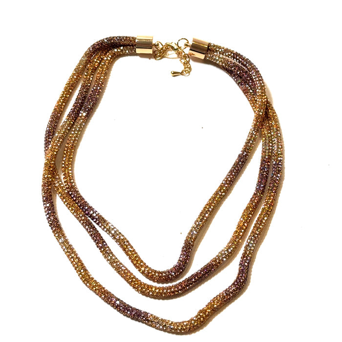 Style the Rhinestone 3 Layer Tie Dye Multi-Strand Necklace exclusively at Born To Glam
