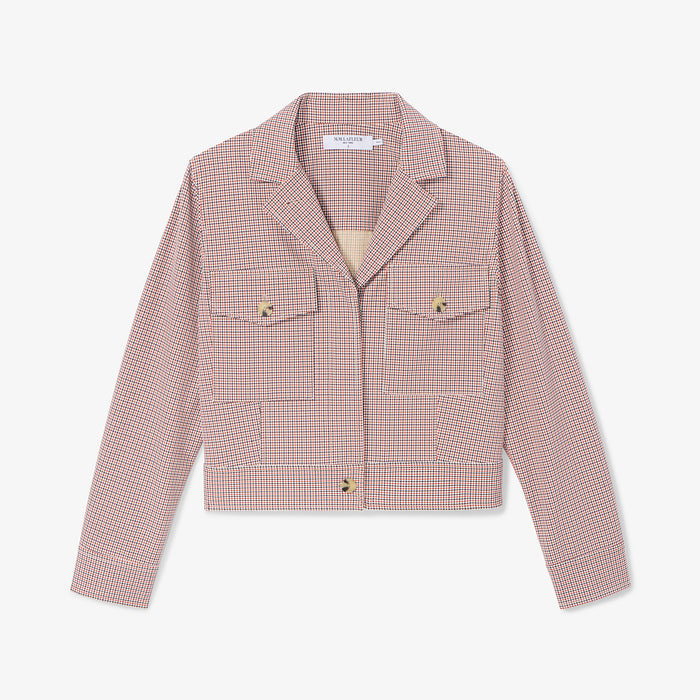 Still image of the Rhoda jacket in mini check