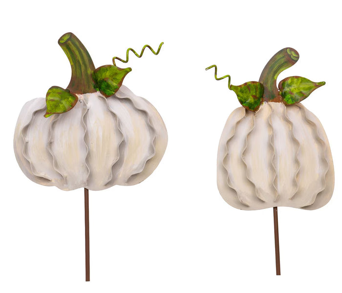 Ribbon Pumpkins Cream Set of 2