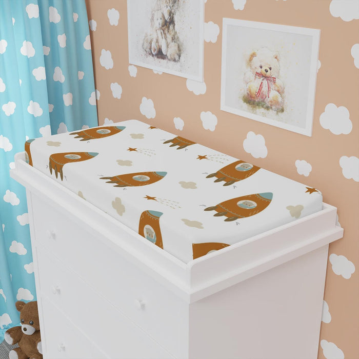 Baby Boy Change Pad Cover Outer Space Rocket, Baby Bedding and Decor, Pippa + June