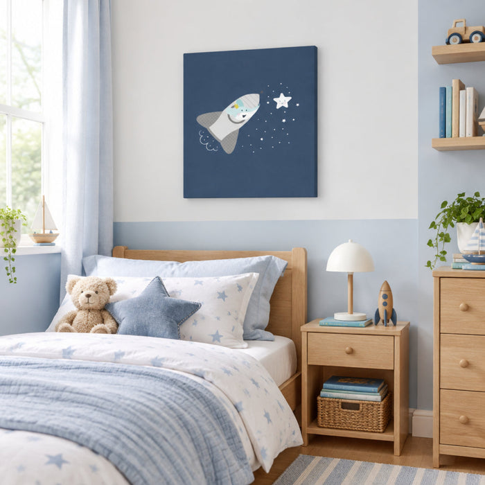 Boys Wall Art Outer Space Rocket, Nursery Decor, Nursery Wall Art, Boys Bedroom Decor, Baby Wall Decor | Pippa + June
