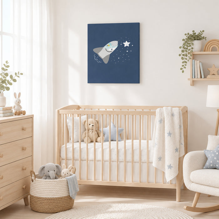 Boys Wall Art Outer Space Rocket, Nursery Decor, Nursery Wall Art, Boys Bedroom Decor, Baby Wall Decor | Pippa + June