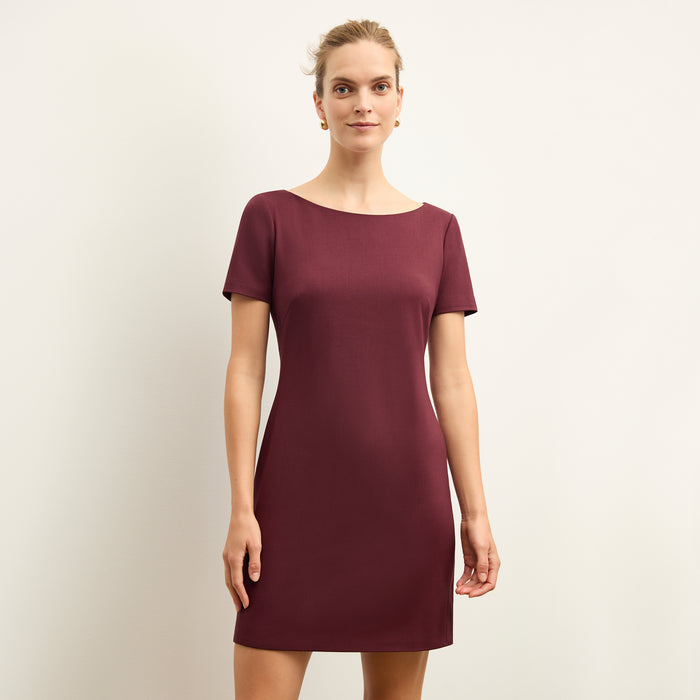 front image of a woman wearing the rosie dress in shiraz
