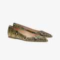 Packshot image of the Rowan flat in Black/Olive Snakeskin | Lead