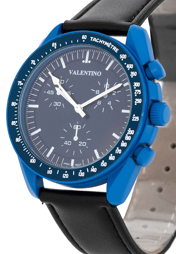 Valentino Rubber Strap Analog Watch for Men 20122494-BLK STRAP-BLUE DIAL-Watch Portal Philippines