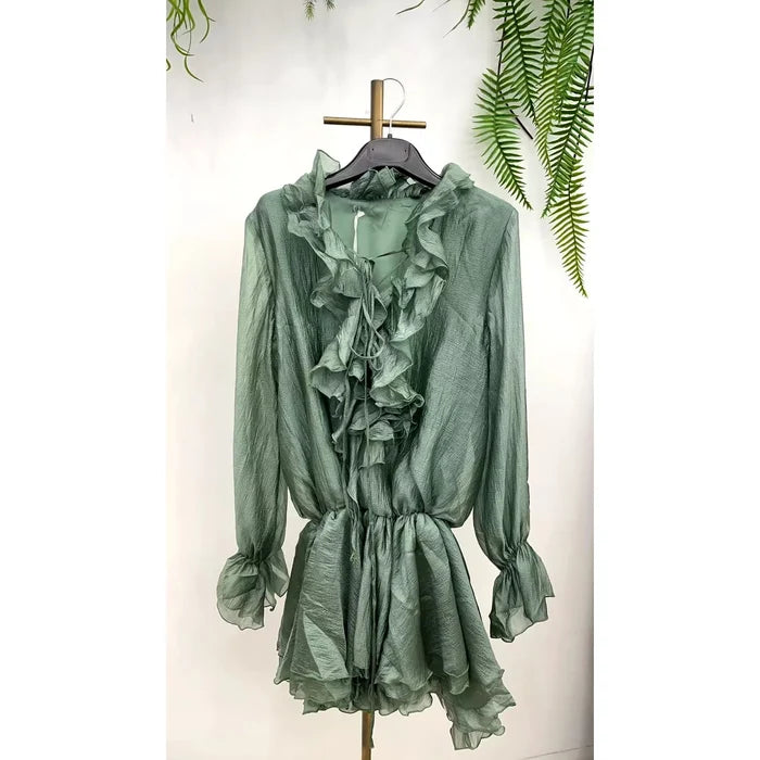 Style the Ruffle Chiffon Mini Dress exclusively at Born To Glam