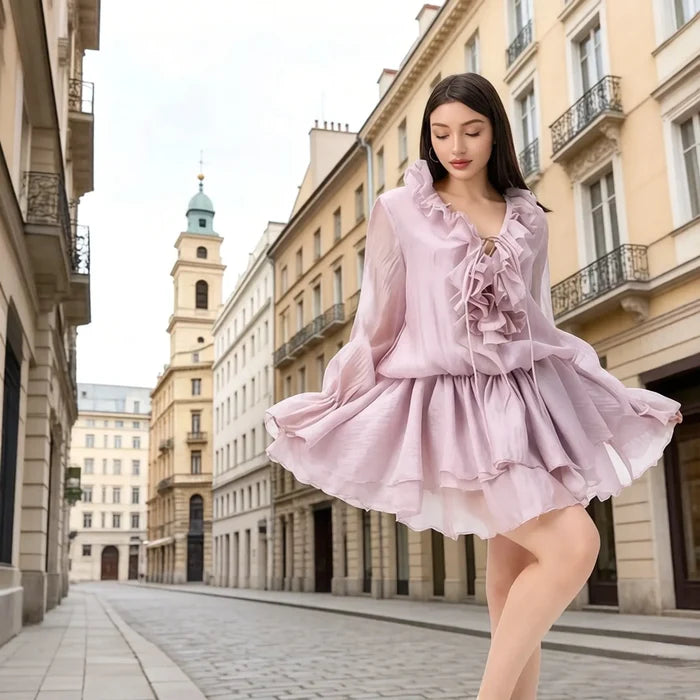 Style the Ruffle Chiffon Mini Dress exclusively at Born To Glam