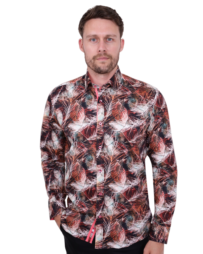 Rustic Floral Pure Cotton Print Shirt-Makrom