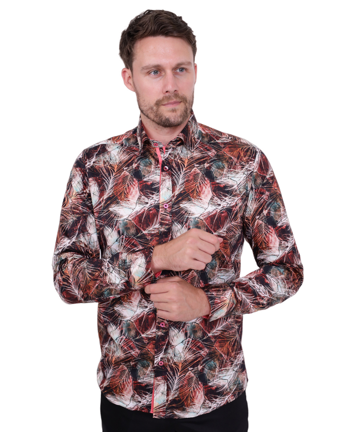 Rustic Floral Pure Cotton Print Shirt-Makrom