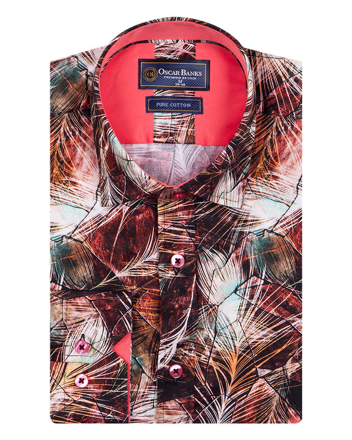 Rustic Floral Pure Cotton Print Shirt-Makrom