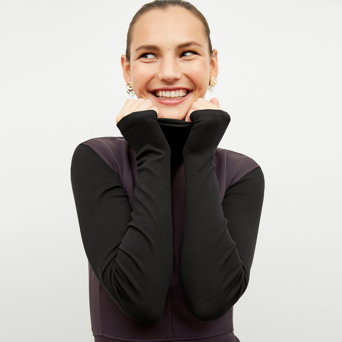 Front image of a woman wearing the ruth dress in haze