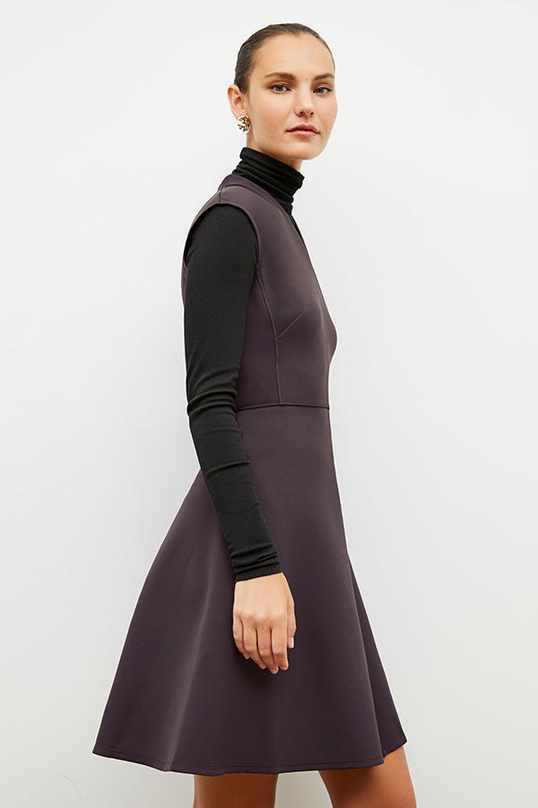 Front image of a woman wearing the ruth dress in haze | Exclude | Grid Hover