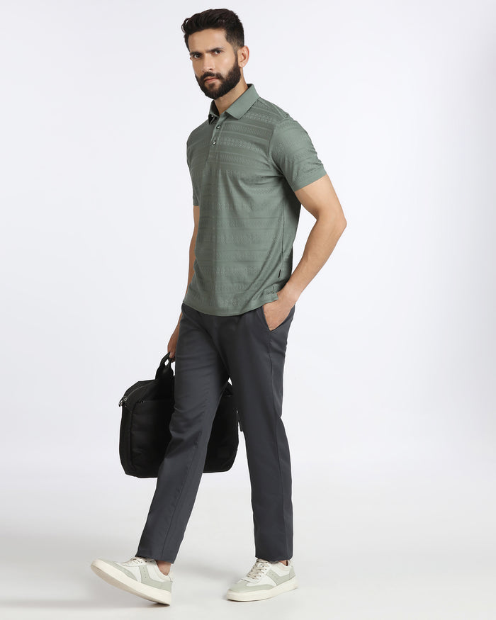 Sage Green Textured Polo - Tomb