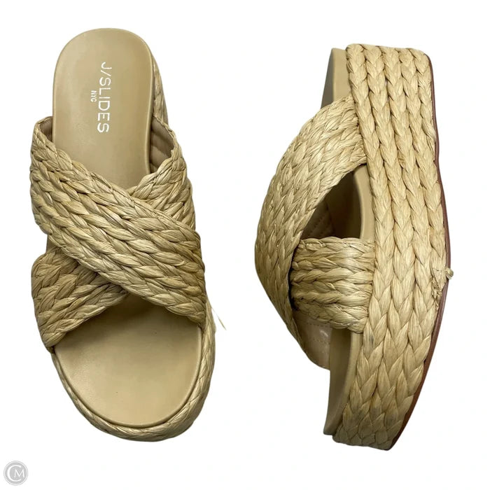 Sandals Heels Platform By J Slides In Tan, Size: 9
