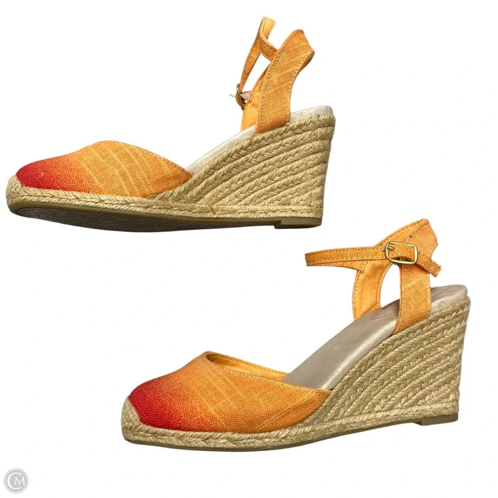 Sandals Heels Wedge By Adam Tucker In Orange, Size: 7.5