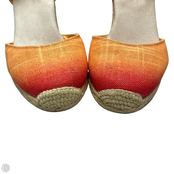 Sandals Heels Wedge By Adam Tucker In Orange, Size: 7.5