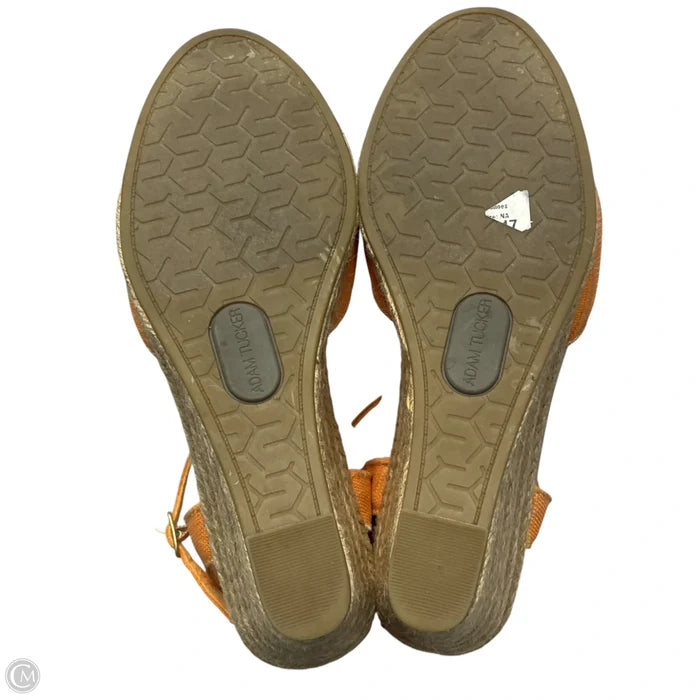 Sandals Heels Wedge By Adam Tucker In Orange, Size: 7.5