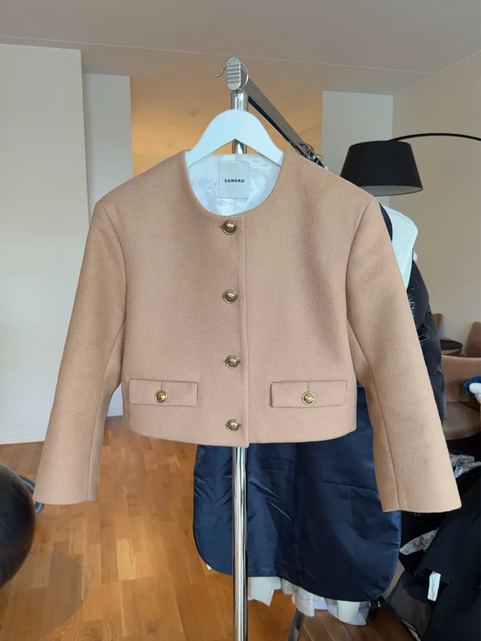 Sandro Cropped Wool-blend , Sfpve01088-ullkavaj NWOT