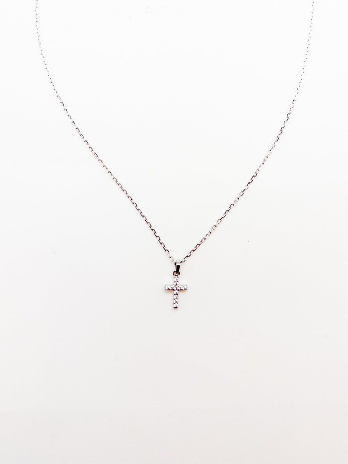 Sapphira Mini Silver Cross Necklace