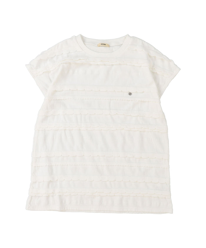 Scalloped Jacquard French-sleeve Tee(LADIES)
