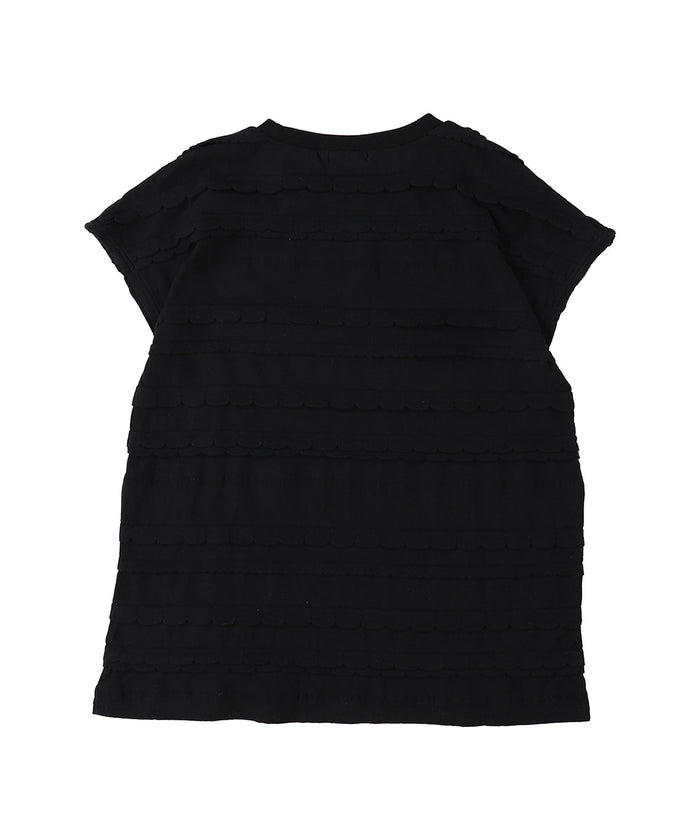 Scalloped Jacquard French-sleeve Tee(LADIES)