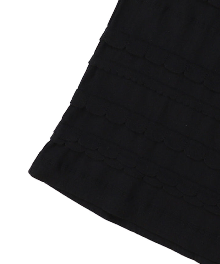 Scalloped Jacquard French-sleeve Tee(LADIES)