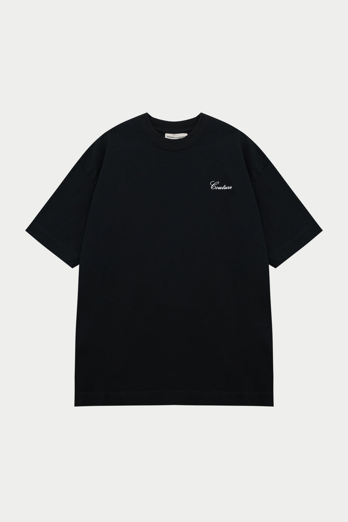 SCRIPT EMBROIDERED T-SHIRT - BLACK