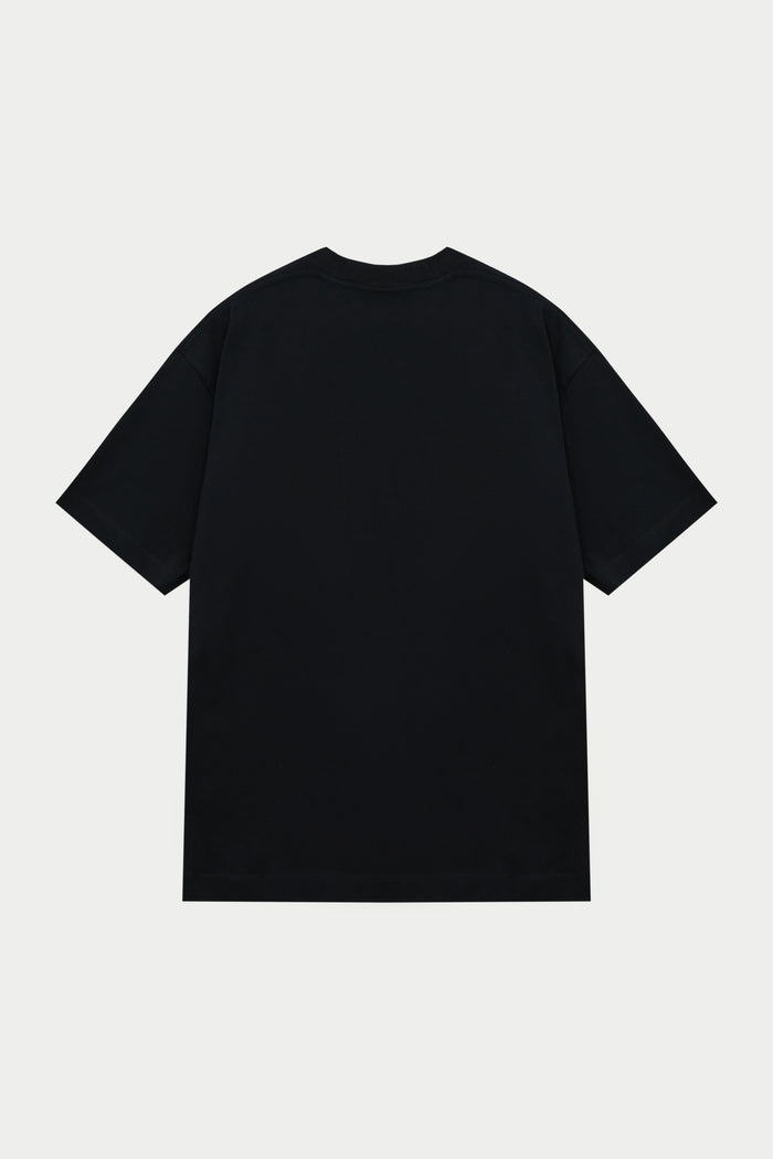 SCRIPT EMBROIDERED T-SHIRT - BLACK