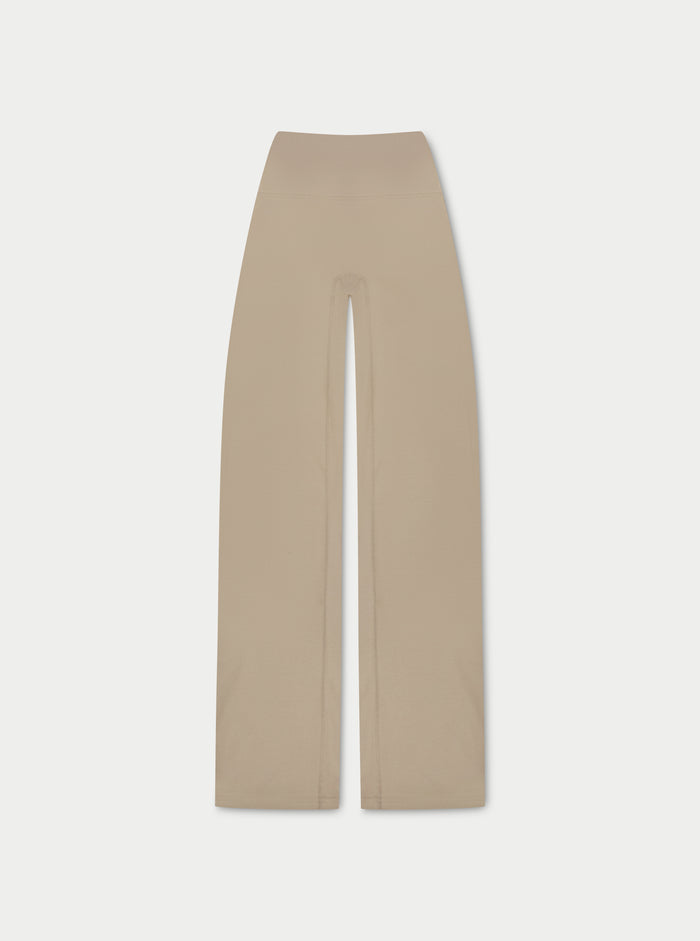 SCULPTING STRETCH FOLDOVER WAISTBAND YOGA PANTS - BEIGE