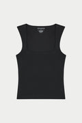 SCULPTING STRETCH SCOOP NECK TOP - BLACK