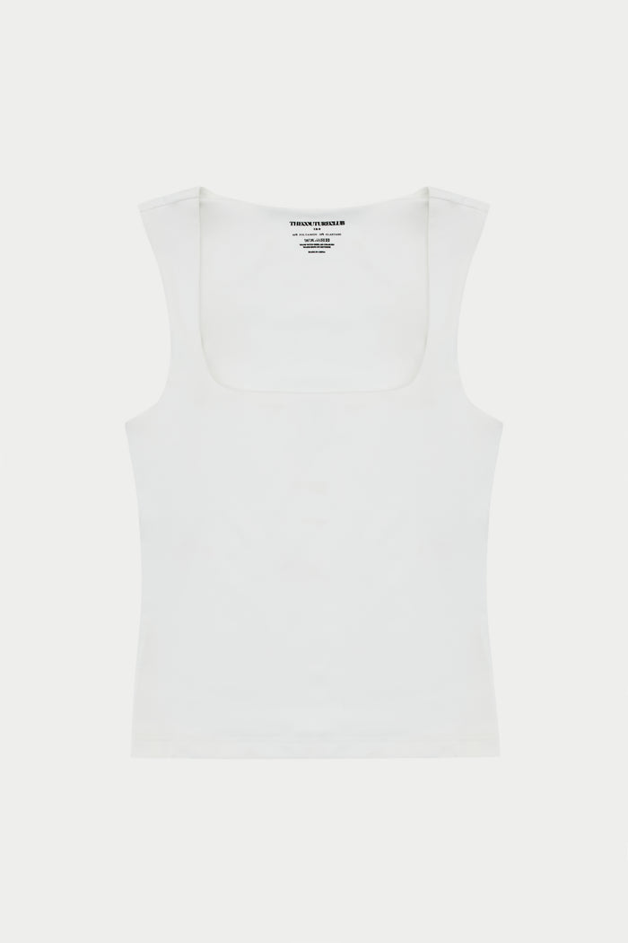 SCULPTING STRETCH SCOOP NECK TOP - WHITE