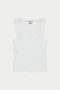 SCULPTING STRETCH SCOOP NECK TOP - WHITE