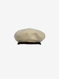 SD Cream Beret with Brown Leather Trim