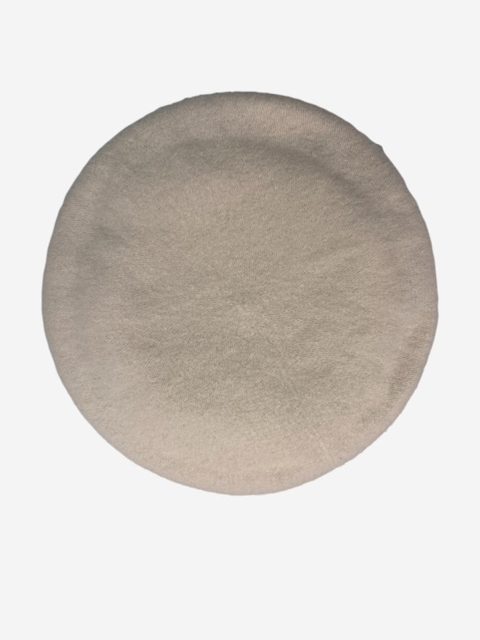SD Cream Beret with Brown Leather Trim image 1