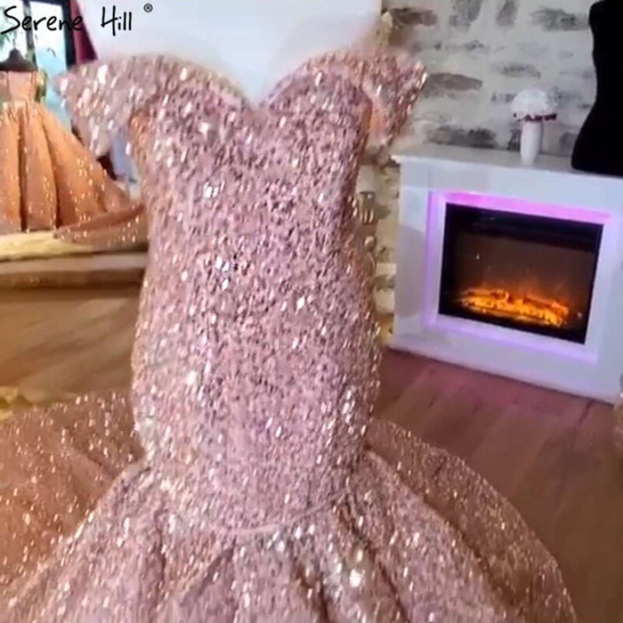 Serene Hill Gold Luxury Mermaid Wedding Dresses Off Shoulder Sparkle Elegant Sexy Bridal Gowns HA2353 - SERENE HILL