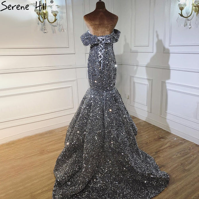 Serene Hill Gold Luxury Mermaid Wedding Dresses Off Shoulder Sparkle Elegant Sexy Bridal Gowns HA2353 - SERENE HILL