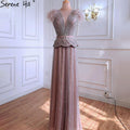 Serene Hill Meat Pink Luxury Evening Dresses Gowns 2025 Beading Feathers A-Line For Women Party LA70929 - SERENE HILL