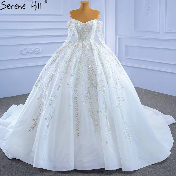 Serene Hill White Luxury Sexy Wedding Dresses 2025 Sparkle Beaded Lace Up Bride Gowns HM67284 Custom Made - SERENE HILL