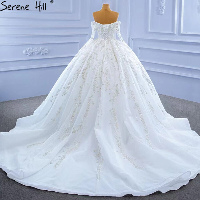 Serene Hill White Luxury Sexy Wedding Dresses 2025 Sparkle Beaded Lace Up Bride Gowns HM67284 Custom Made - SERENE HILL
