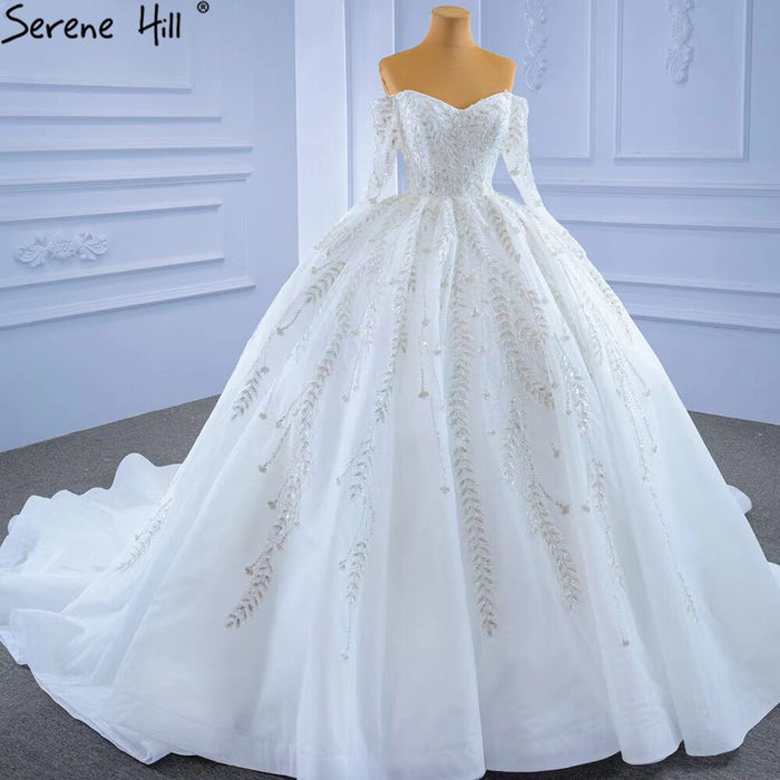 Serene Hill White Luxury Sexy Wedding Dresses 2025 Sparkle Beaded Lace Up Bride Gowns HM67284 Custom Made - SERENE HILL